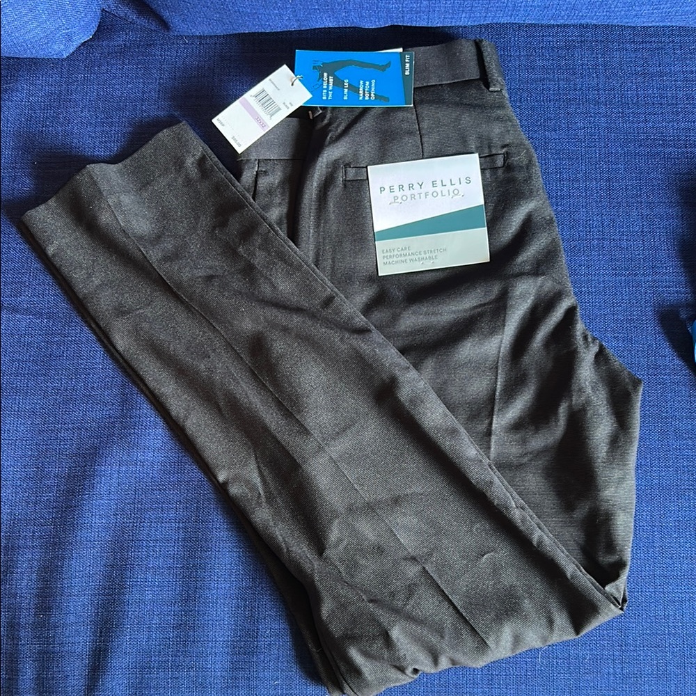 Perry Ellis Gray Dress Pants Smooth Fabric
